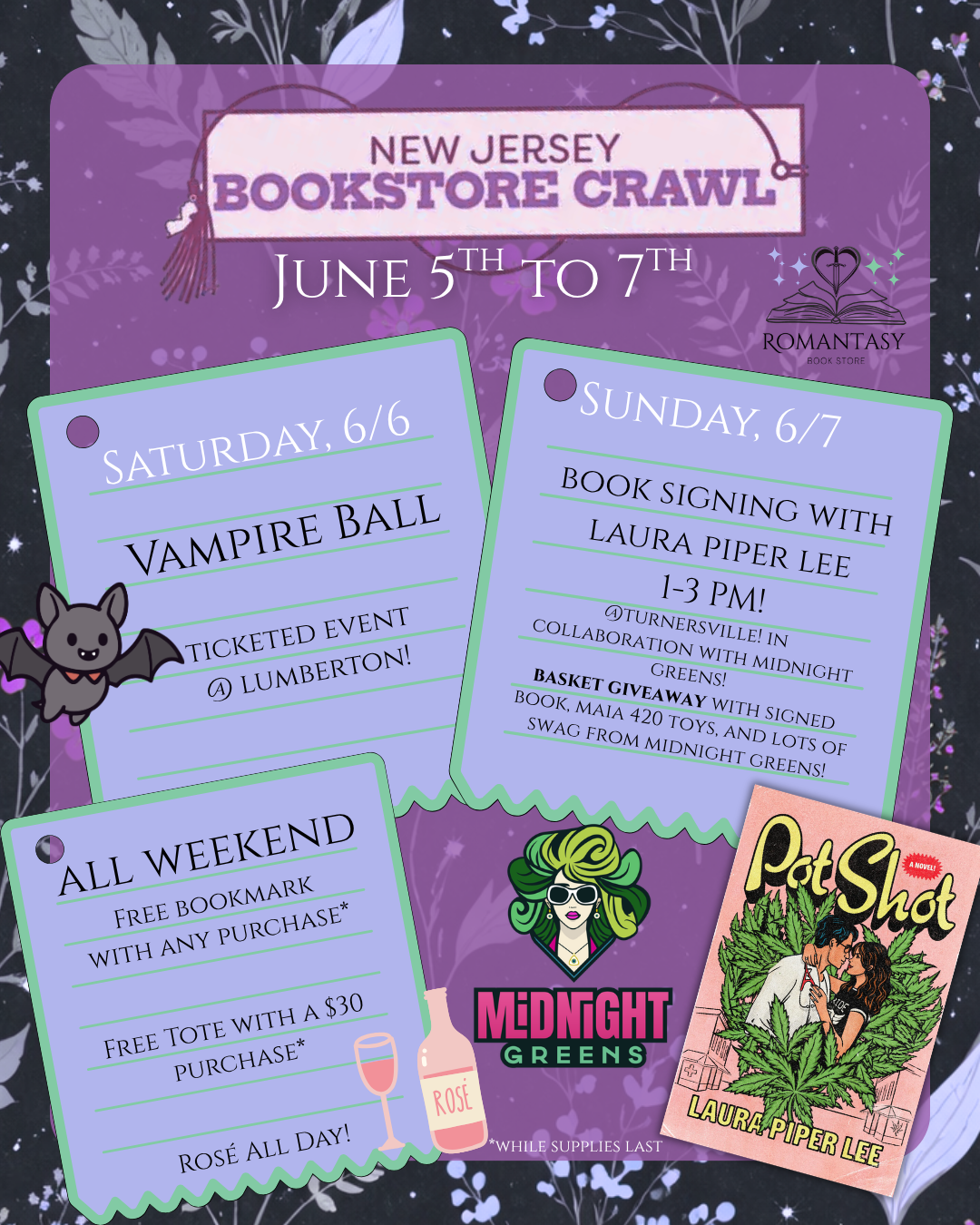 Romantasy Bookstore Joins the New Jersey Bookstore Crawl June 5–7 — Bookmark with Every Purchase, Free Tote with $30+, and “Rosé All Day” Sips