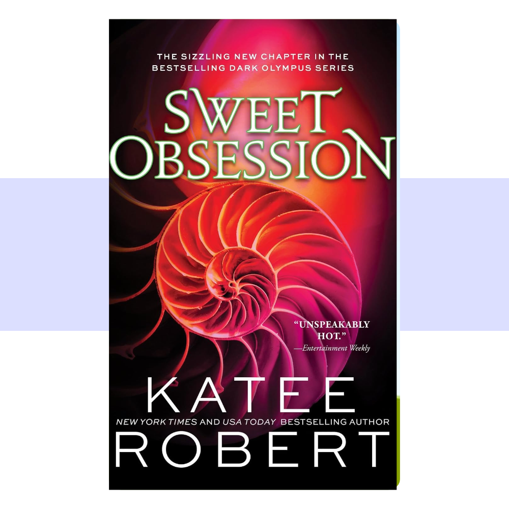 Book cover for Sweet Obsession by Katee Robert, featuring a dark and sensual romantic design that evokes the modern Greek mythology world of Dark Olympus, with imagery reflecting the stormy, dangerous atmosphere surrounding Poseidon and Icarus.