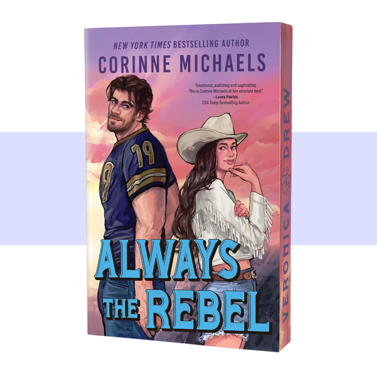 Deluxe edition book cover for Always the Rebel by Corinne Michaels, with sprayed edges.