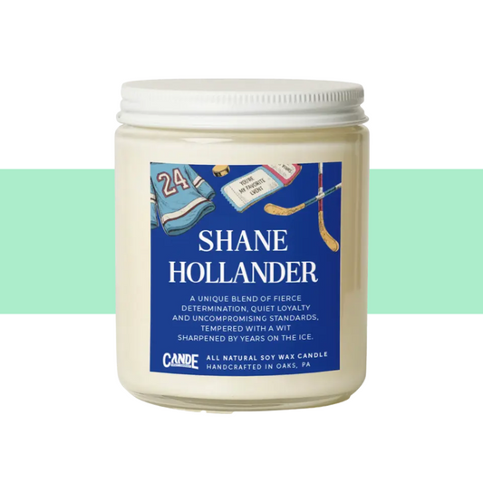 shane hollander hockey romance lover candle blue label clear jar white label 
