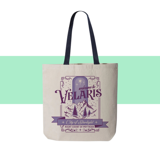 Velaris Destination Graphic Contrast Color Handle Tote Bag